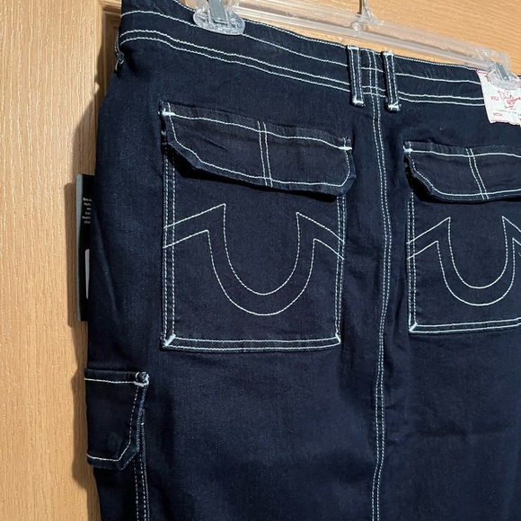True Religion Denim Cargo Midi Skirt NWT Y2K Cotton Streetwear Dark Wash - Picture 14 of 16